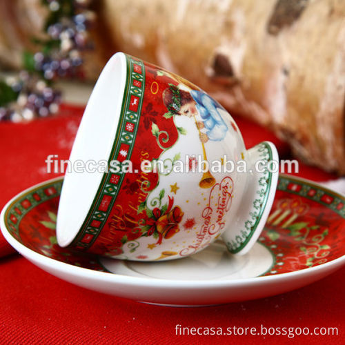 210CC New Bone China Christmas Tea Cup and Saucer Set